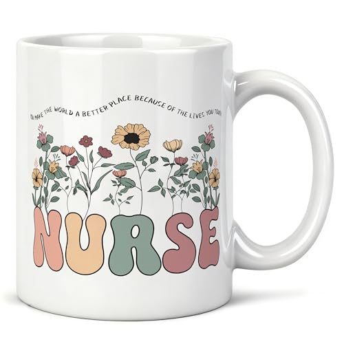 Boho Floral Nurse Mug 11 oz, Nurse Week Graduation Appreciation Gifts Coffee Cups Ceramic, Nursing Student Gifts Ceramic Mug for Coffee Tea Hot Cocoa Home Office Work - color: 18Child