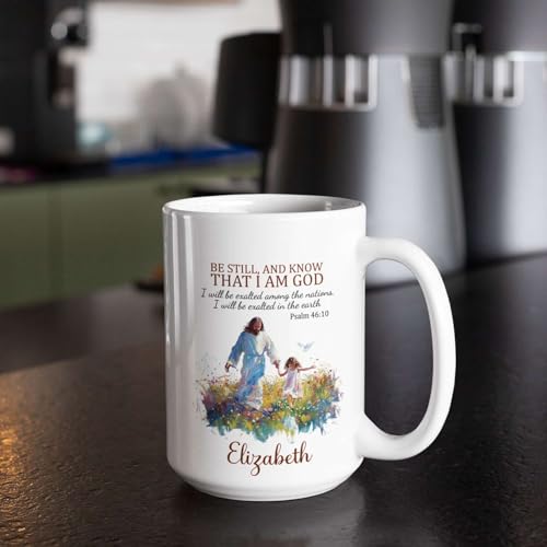 Customized Jesus And Child White Cup With Name, Christian Themed Mug Gift, Flower Bible Verse Coffee Mug, Meaningful Cup Gift For Girl Friend, Personalized Bible Verse Cup 11Oz - color: XUA-624-2339-Jesus And Baby
