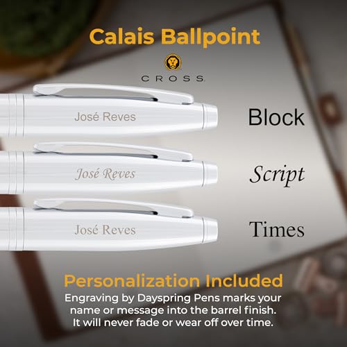 Cross Calais Personalized Twist Action Ballpoint Pen in Chrome Finish - color: Lustrous Chrome