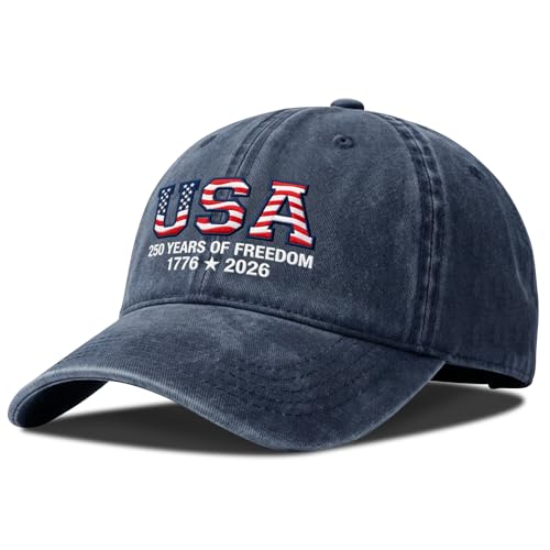 250th Anniversary USA Hat,Adjustable Embroidered Patriotic Baseball Cap,250 Year American Anniversary Merchandise for Unisex - color: Q