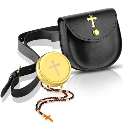 Huhumy 2 Pcs Catholic Communion Pyx Burse Gold Cross, Classic Style, Cross