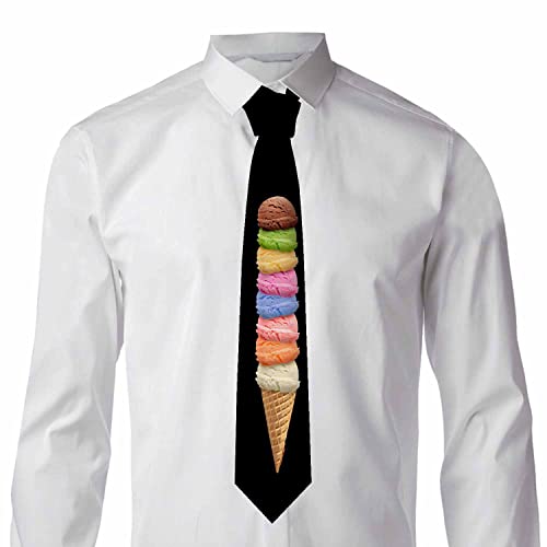 Black Dots Men's Neckties Retro Classic Circle Geometry Men's Tie for Mens Teens Business Work Casual Wedding Party - color: Ice Cream
