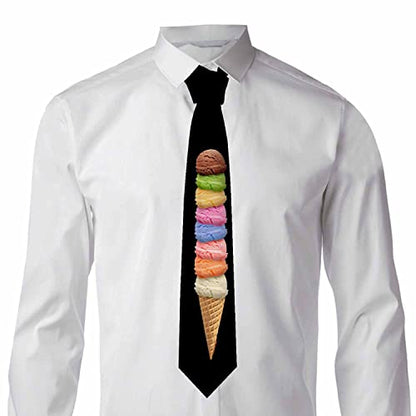 Black Dots Men's Neckties Retro Classic Circle Geometry Men's Tie for Mens Teens Business Work Casual Wedding Party - color: Ice Cream