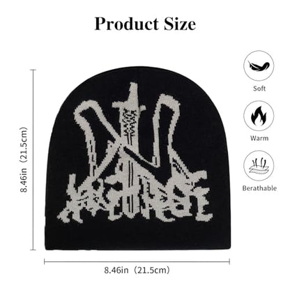4Pcs Y2k Beanie Winter Knitted Hat Warm Graphic Cap for Women Men - color: N-8
