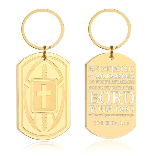 Football/Baseball/Soccer/Basketball Keychain for Men Sport Gifts for Men - color: Gold, style: Football-joshua 1:9
