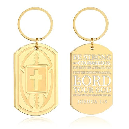 Football/Baseball/Soccer/Basketball Keychain for Men Sport Gifts for Men - color: Gold, style: Football-joshua 1:9