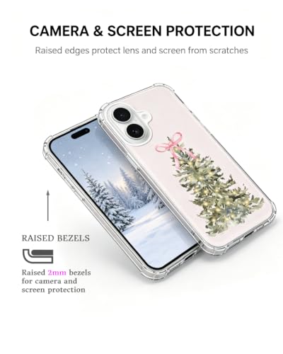 Coquette Christmas Tree Pink Bow Phone Case Compatible with iPhone 17, Winter Festive Phone Cover for iPhone 17 - color: Christmas Tree