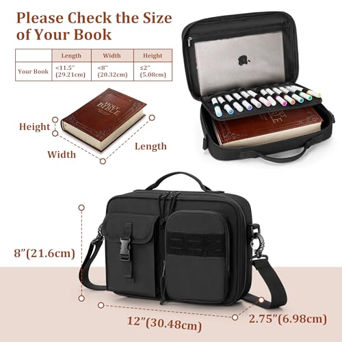 Damero Bible Cover for Men, Bible Carrying Case with Multiple Pockets,Black