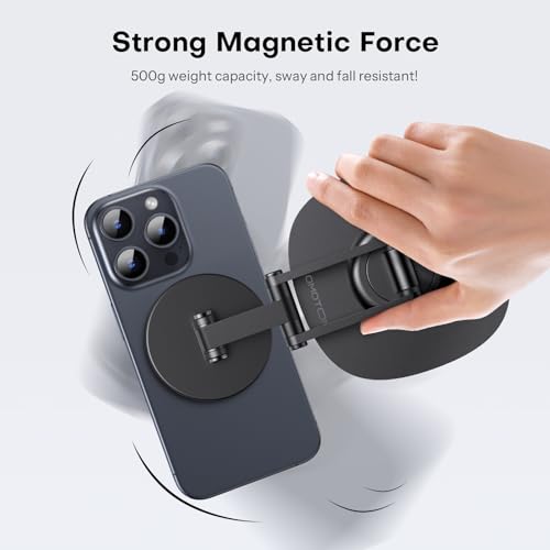 OMOTON MS04 [360° Rotating] Adjustable Magnetic Phone Stand for Desk, Black - color: Black