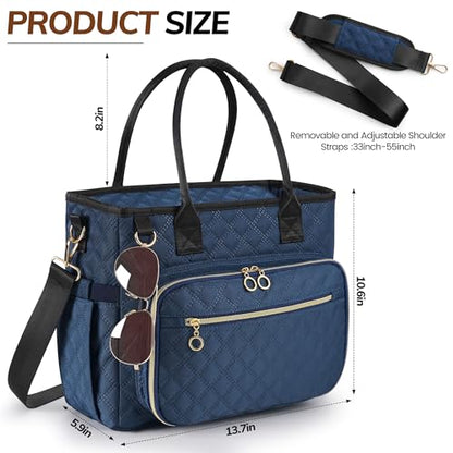 Large Bible Bag with Bible Cover Case for Women, Quilted Church Tote Bag with Bible Study Supplies, Shoulder Strap, Waterproof Material, Easy to Clean, Christian Gift for Bible Lovers - color: Blue