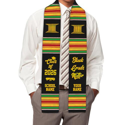 MDPrints Global Kente Graduation Sash 2026, Black Girl Magic Graduation Sash 2026, Class of 2026 Graduation Gift - color: Kente Dk06