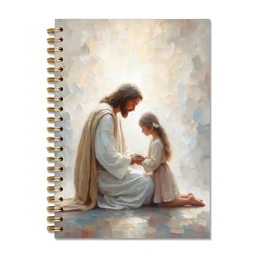 Jesus Praying With Girl Christian Religious Spiral Notebook Journal for Church Notes,Christian Jesus Church Prayer Notebook Gift for Women Girls, 5.5 x 8.3 Inches - color: 02Child
