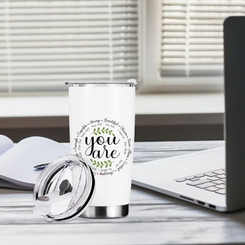 Christian Gifts for Women Men Tumbler, Inspirational Bible Verse Scripture Gifts Birthday Christmas, Faith Religious Coffee Mug Stainless Steel Vacuum Insulated Double Wall Travel Cup with Lid,20oz - color: YouAre Strong 1155