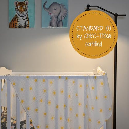 LollyBanks Muslin Swaddle Blanket, 47 x 47 in, Newborn Receiving Blanket - color: Beautiful Day