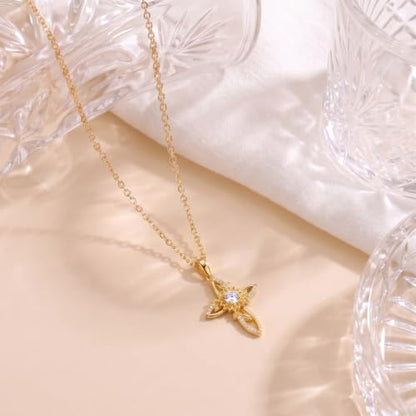 KQ&TTENG 14k Gold Plated Four Leaf Clover Necklace Irish Jewelry Wedding Anniversary Birthday Gifts for Women Wife Mom Girlfriend - color: A07