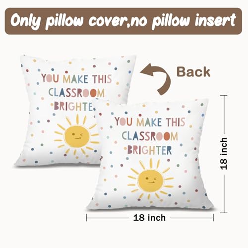 Boho Classroom Decor Throw Pillow Cover 18x18 - color: Brigther