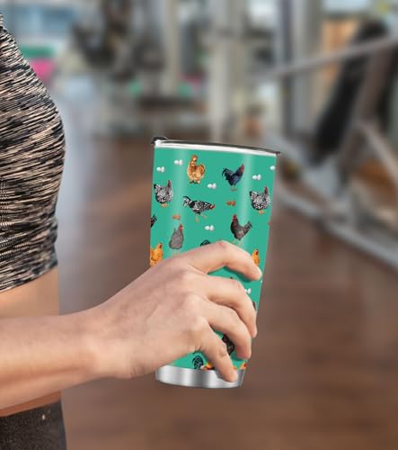 WIRESTER 20 OZ Stainless Steel Tumbler With Lid, Double Wall Vacuum Insulated Tumbler, Coffee Travel Mug Cup for Hot Cold Drinks - Chicken Pattern - color: Chicken Pattern