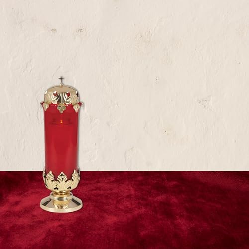Sanctuary Light Holder with Top, Supplies for Ceremonies, Churches, & Home Altars, Religious Votive Candle Stand, 14 Inches