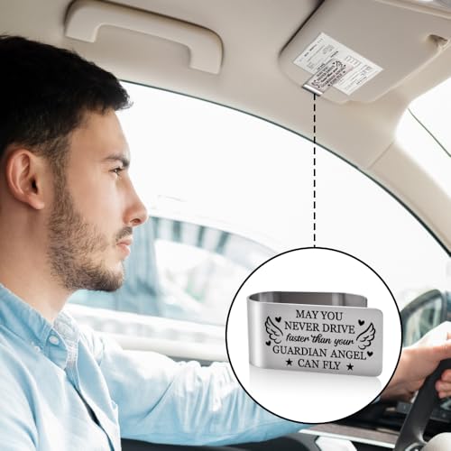 Never Drive Faster Guardian Angel Car Visor Clip Gifts for Men - color: siliver