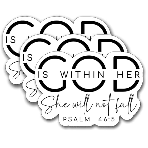 (3Pcs) God is Within Her She Will Not Fall Sticker, Christian Gifts Decorate Books Laptop Phone, Water Bottles Kindles Stickers, Tumbler Sticker Waterproof Vinyl Decorate 3 x 2,2" Inch - color: God is Within Her She Will Not Fail