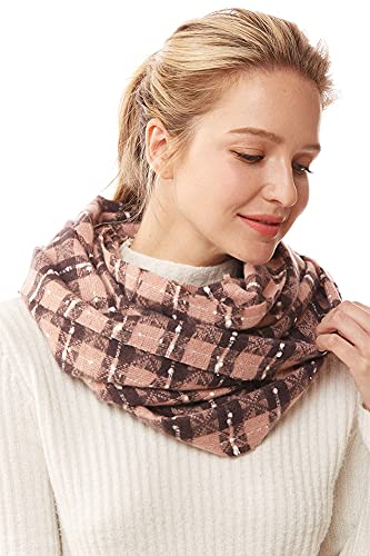 ScarvesMe Women's Check and Plaid Soft Infinity Loop Winter Fall Warm Scarf - color: Lof1252_pink