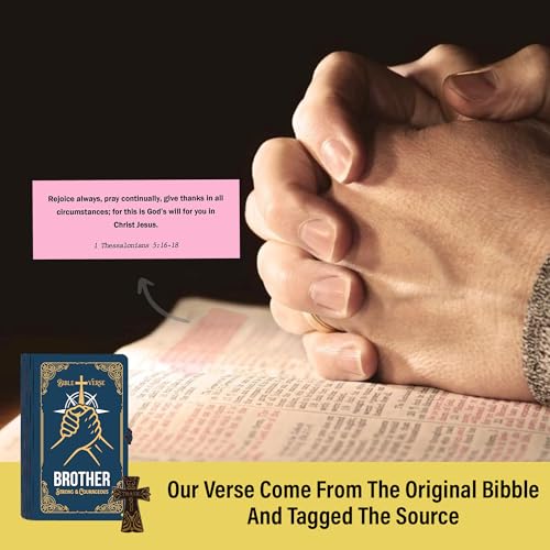 Personalized Bible Verse Box for Brother with Prayer Cross, 150 Color-Coded Scripture Cards, Custom Name with Keychain, Christian Gift, Faith Encouragement Keepsake for Men - color: Brother