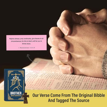 Personalized Bible Verse Box for Brother with Prayer Cross, 150 Color-Coded Scripture Cards, Custom Name with Keychain, Christian Gift, Faith Encouragement Keepsake for Men - color: Brother