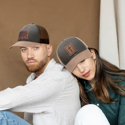 Christian Hats for Men Women, Faith Over Fear Hat - color: Cross Gray Green