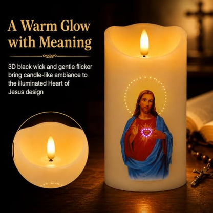 Flameless LED Devotional Prayer Candle with Automatic Timer