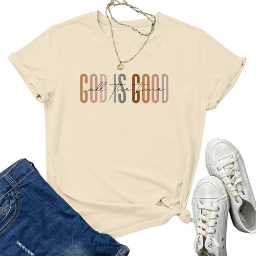 Tuislay Christian God is Good Shirt for Women Faith Jesus Shirts Bible Verse Religious Tshirts Inspirational Tees Cute Tops - color: Apricot, size: 3X-Large