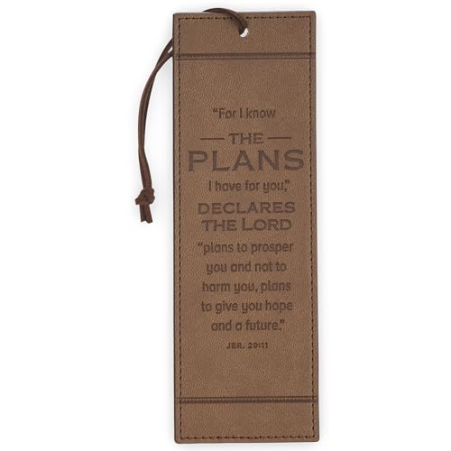 Christian Art Gifts Premium Faux Leather Bookmark: I Know the Plans - color: Brown/Know the Plans