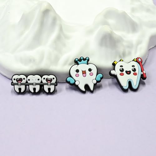 Cute Pins Bulk, Funny Lapel Badge Pins Rubber Brooch Pins for Backpacks, Hats, Bags - style: Tooth-20PCS