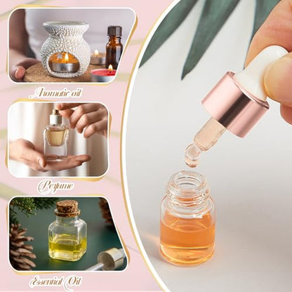 Didaey 100 Pcs Mini Glass Oil Dropper Bottle, 2 ml, Rose Gold - color: Rose Gold, size: 2 ml