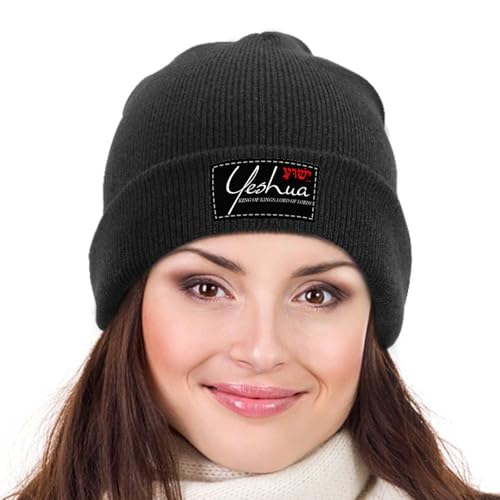 Yeshua Jesus Christian Beanie Hat Warm Winter Skull Caps Knit Slouchy Beanies for Outdoor - color: Black-03