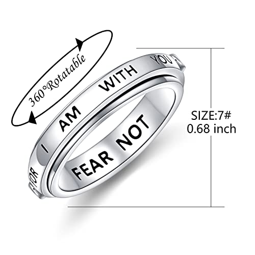 Alphm Spinner Ring S925 Sterling Silver Fidget Anxiety Worry Inspirational Band Fidget Relieving Boredom ADHD Autism Rings for Men Women Teens - size: 9