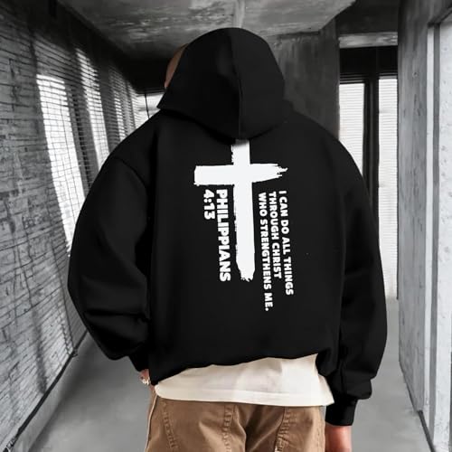Christian Hoodies for Men Religious Faith Jesus Hoodie - color: Black, size: Large