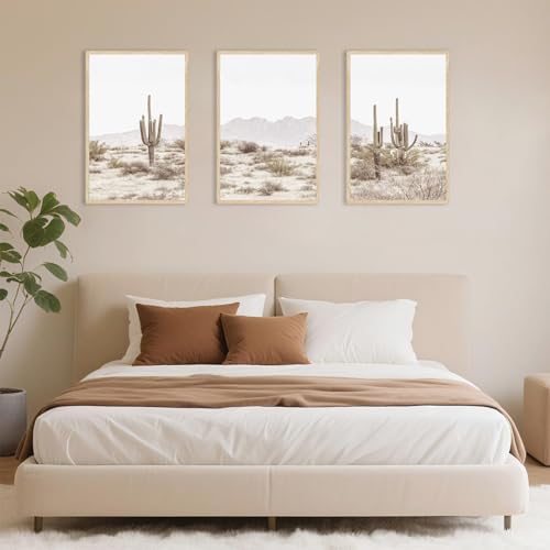 YUFEIART 3 Piece Sonoran Desert Cactus Framed Wall Art Set of 3 16x20 - color: Desert Cactus, size: 16x20 Framed