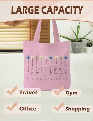 Bible Bags for Women, Christian Tote Bag, Gifts for Christian Women - color: Pink