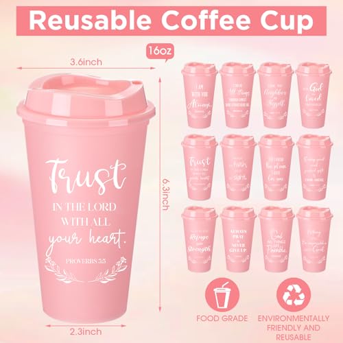 Skylety 48 Pack Christian Gift 16oz Bible Verse Travel Cups, Pink - color: Pink