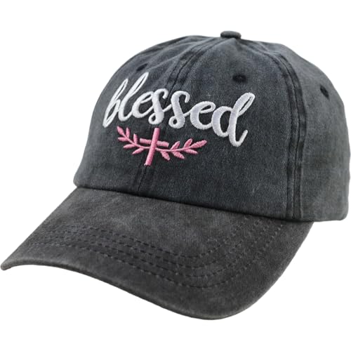 HHNLB Blessed Jesus Hats for Men Women, Adjustable Embroidered Cotton Christian Baseball Cap