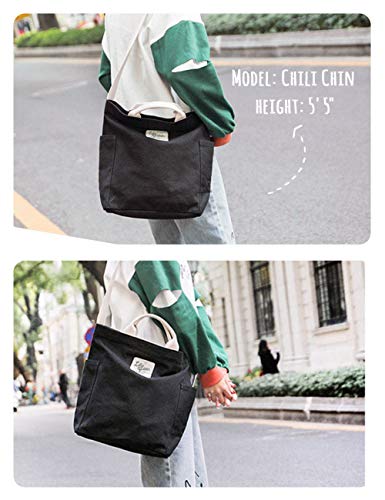 Lily queen Women Canvas Tote Handbags Casual Shoulder Work Bag Crossbody - color: Black