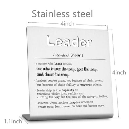 FOKCBOCM Thank You Leader Gifts for Boss Mentor Teacher Retirement Farewell Going Away New Job Leaving Gift Birthday for Leader Mentor Leader Definition Decorative Sign. - style: Leader