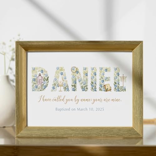 Personalized Baptism Gift For Girl, Baby Boy Gift, Affirmation Baptism Sign, Baptism Sign Dedication, Baptism Gift For Boy and Girl Ideas, Custom Cross With Name and Date Sign Decor Design 17 - color: Design 7