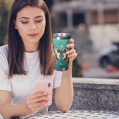 Christian Art Gifts Stainless Steel Vacuum Insulated Tumbler 18 oz - color: Teal/Hope