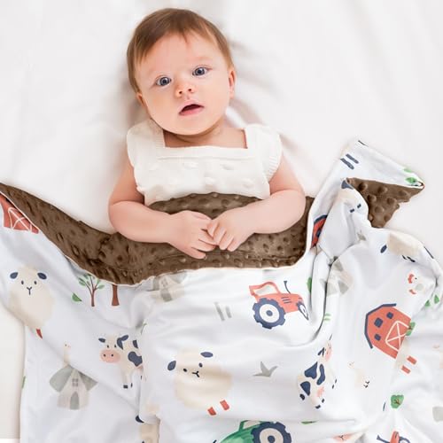 Fleece Baby Blankets for Girls & Boys, Infant Toddler Blanket - color: Chocolate Farm Animals