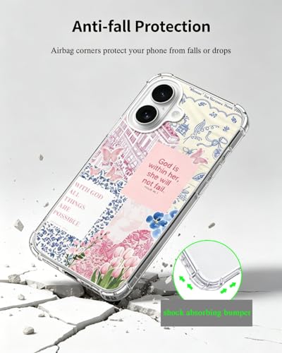 Pink Christian Phone Case Compatible with iPhone 17, Jesus God Floral Aesthetic Phone Cover for iPhone 17 - color: Pink Christian