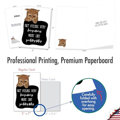 NobleWorks, Get Well Greeting Card with 5 x 7 Inch Envelope (1 Card) Cat Antics - Scratchy Bitey C3638FGWG - style: Cat Antics - Scratchy Bitey