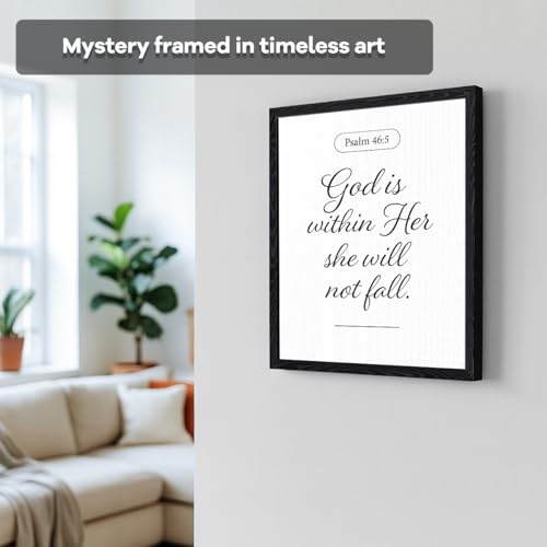 Psalm 46:5 God is within her she will not fall, minimalist calligraphy Christian wall decor, matte framed wall art for home, baptism gift, 8x10 inch - color: psalm 46:5【Framed】, size: 8"L x 10"W