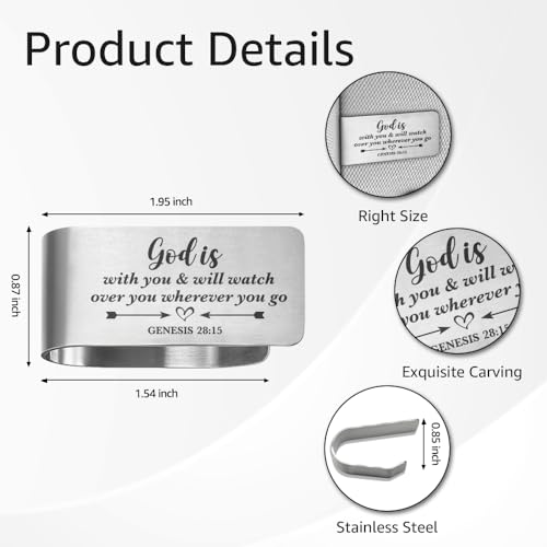 Genesis 28:15 Car Visor Clip, Christian Car Accessories for Men - color: Silver29