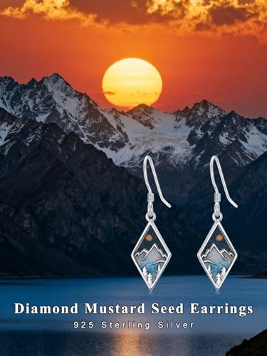 Dorunmo 925 Sterling Silver Mustard Seeds Dangle Earrings for Women Mountains Earrings Hypoallergenic Christmas Jewelry Gifts for Women - style: Mustard Seeds-02
